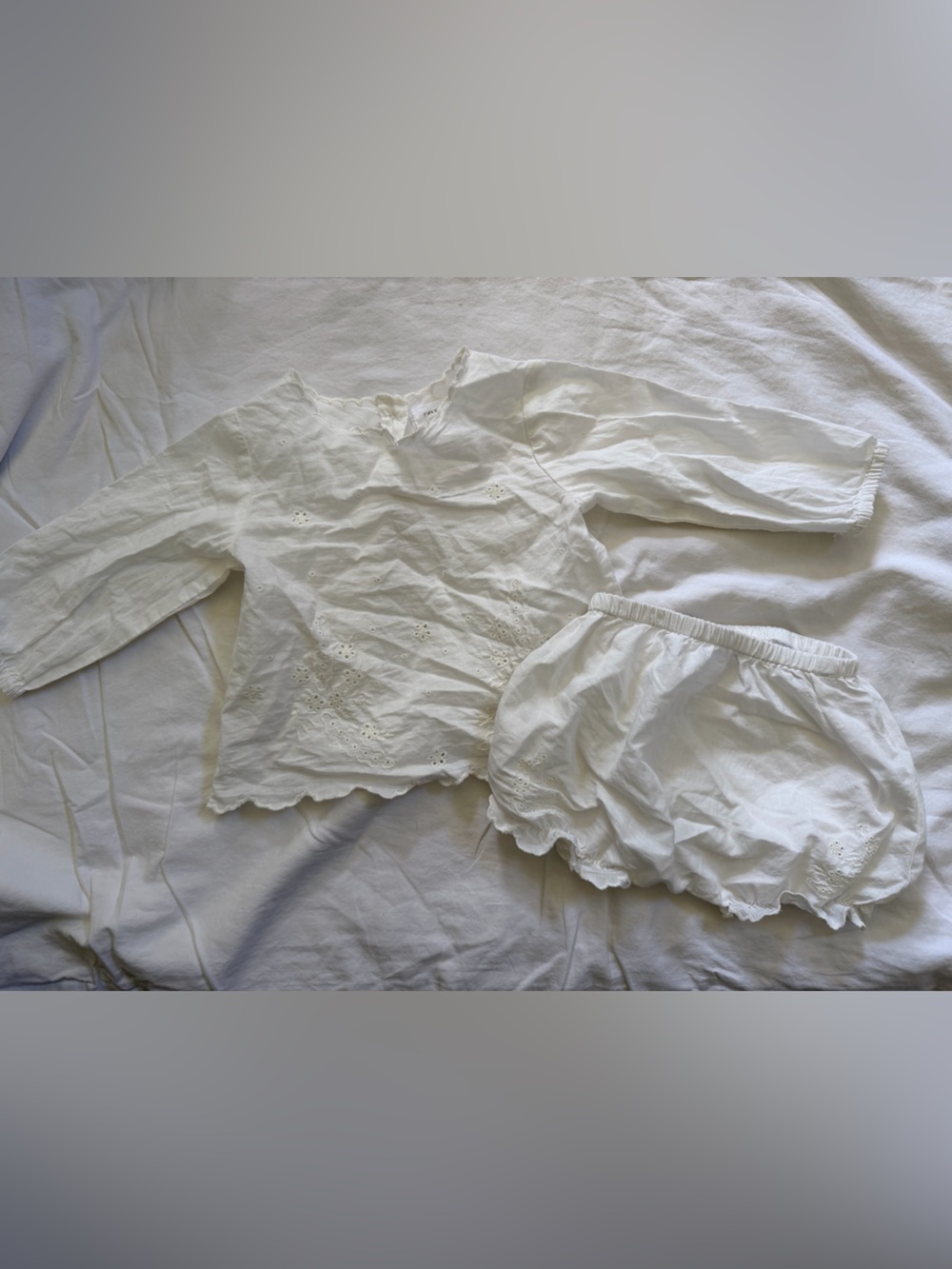 Zara White Eyelet Baby Two-Piece Set